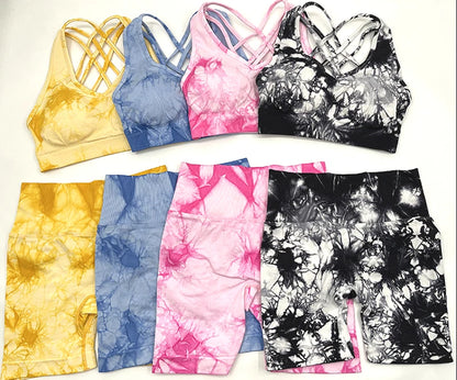 Conjunto de 2 piezas de yoga y gimnasio para mujer, con sujetador deportivo y camiseta de manga larga, leggings con cintura alta, chándal deportivo de moda para niñas.