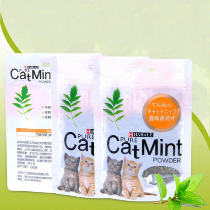 Polvo de menta natural para gatos (5 g/paquete) - Golosinas con sabor a hierba gatera para limpiar la boca de los gatitos