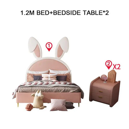 Camas para niños Camas de animales Dormitorio para niñas Muebles Marco de madera maciza Cama para niñas Chambre bebe Camas suaves Camas de conejo