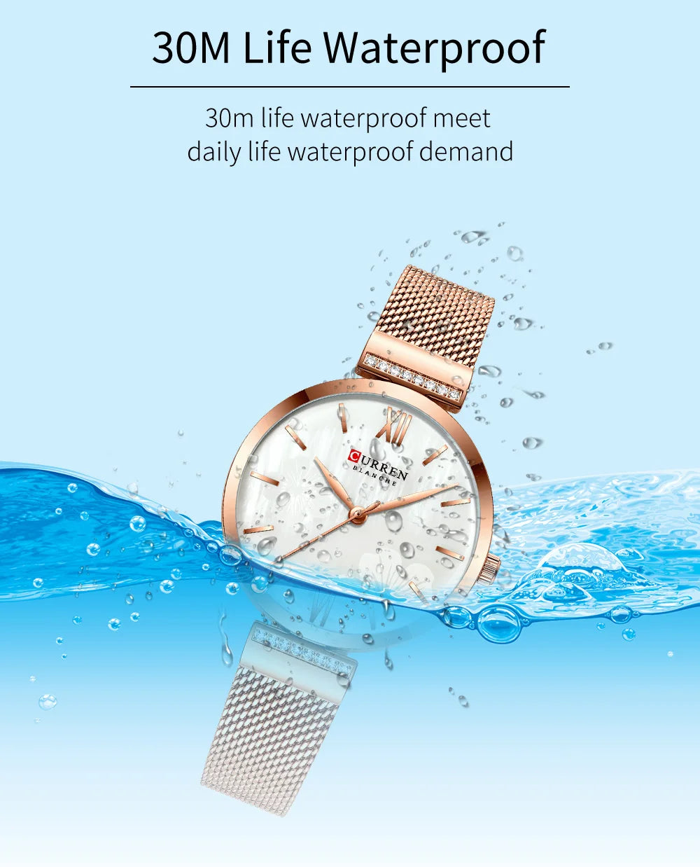 Reloj de moda CURREN para mujer, de lujo, de cuarzo dorado, elegante reloj de pulsera para mujer, reloj de vestir para mujer, acero inoxidable