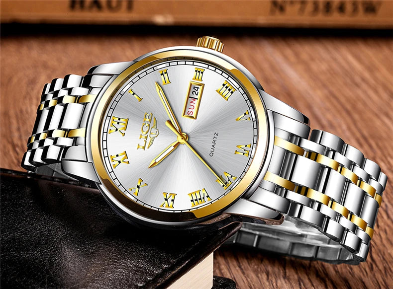 LIGE, nueva marca de lujo, reloj de pulsera de primera moda para negocios y ocio, relojes deportivos impermeables, reloj de cuarzo con calendario, reloj Masculino