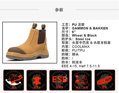 ROCKROOSTER Zapatos de senderismo para hombre, botas de caza impermeables, zapatos de seguridad de cuero, botines tácticos, zapatos de trabajo, zapatillas deportivas con punta de acero