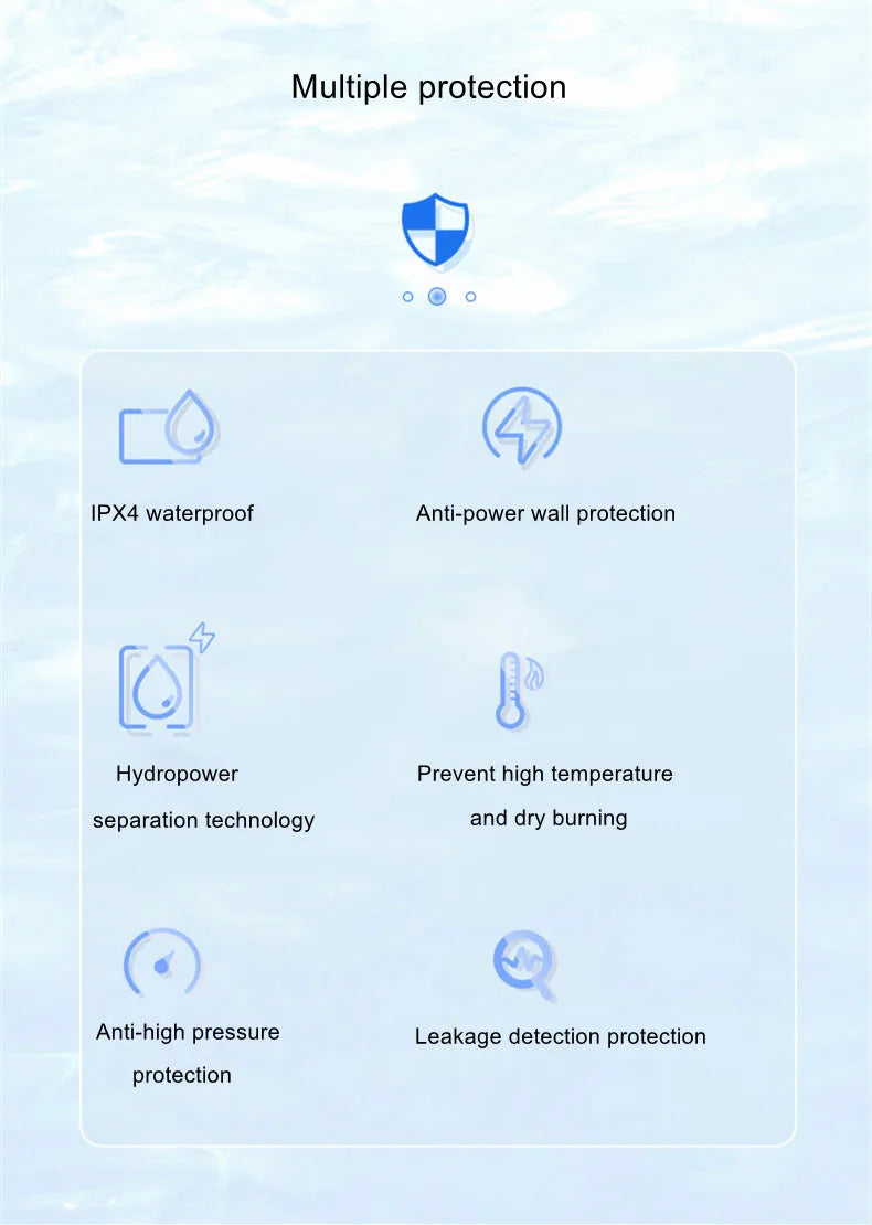 Calentador de agua eléctrico, ducha eléctrica, calentamiento rápido, máquina de CC para el hogar (cocina, baño), agua caliente ilimitada, control remoto