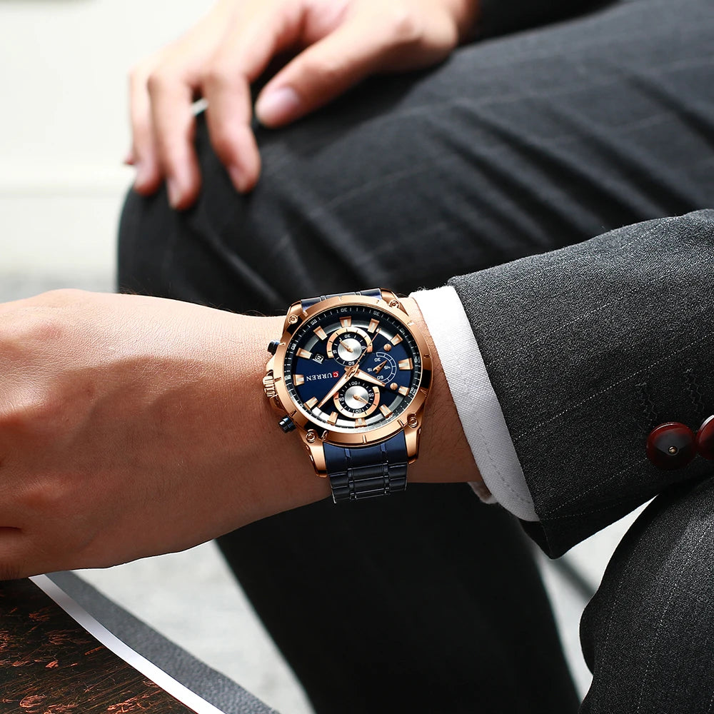 Relojes de oro para hombre, marca superior de lujo CURREN, reloj de pulsera de cuarzo, reloj de negocios deportivo e informal de moda, reloj para hombre, reloj para hombres