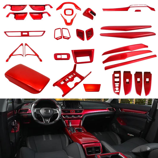 Embellecedor de marco para salida de aire interior de Honda Accord 10.º (2018-2020), color rojo, ABS, para palanca de cambios, reposabrazos.