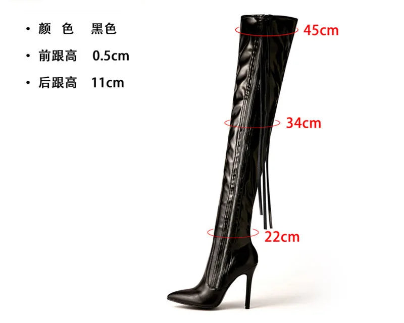 Botas por encima de la rodilla para mujer de Eilyken, zapatos de tacón alto, sexys, con punta puntiaguda y cremallera, botas largas de invierno para mujer