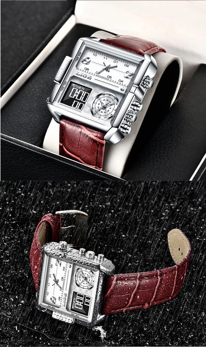 Reloj LIGE de acero negro para hombre, reloj digital con doble pantalla, cronógrafo deportivo, resistente al agua, de cuarzo, estilo militar