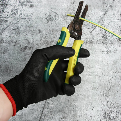 1 par de guantes de trabajo de seguridad, negros, antiestáticos y antideslizantes, recubiertos de poliuretano, de nailon PU, tallas S/M/L.
