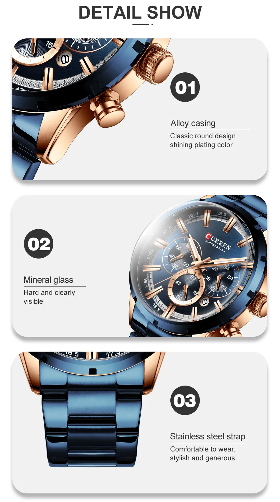 CURREN - Reloj deportivo de cuarzo para hombre, de lujo, de acero inoxidable, resistente al agua, cronógrafo, Masculino