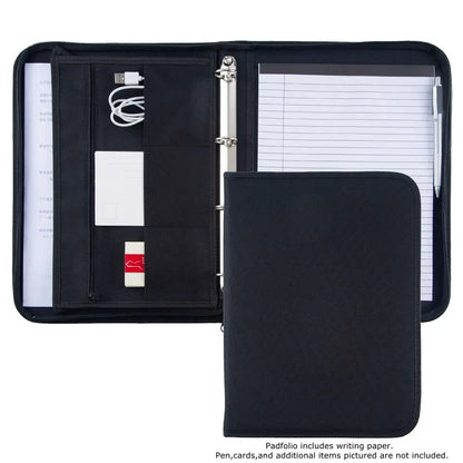 Carpeta organizadora de documentos para conferencias, oficina, negocios, tamaño A4, color negro, de tela Oxford, tipo portafolios.