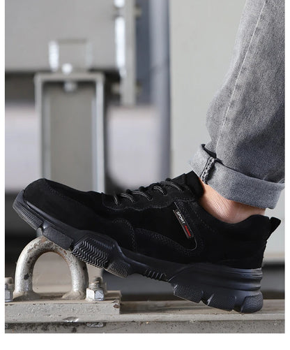 Work Safety Shoes Men Slip On Lightweight Steel Toe Shoes Women Indestructible Anti-puncture Work Shoes Men Sneakers