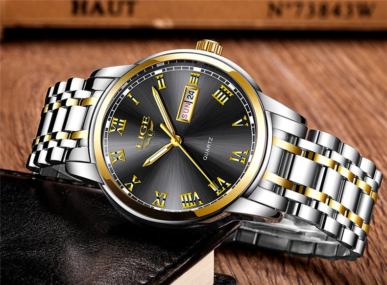 LIGE, nueva marca de lujo, reloj de pulsera de primera moda para negocios y ocio, relojes deportivos impermeables, reloj de cuarzo con calendario, reloj Masculino