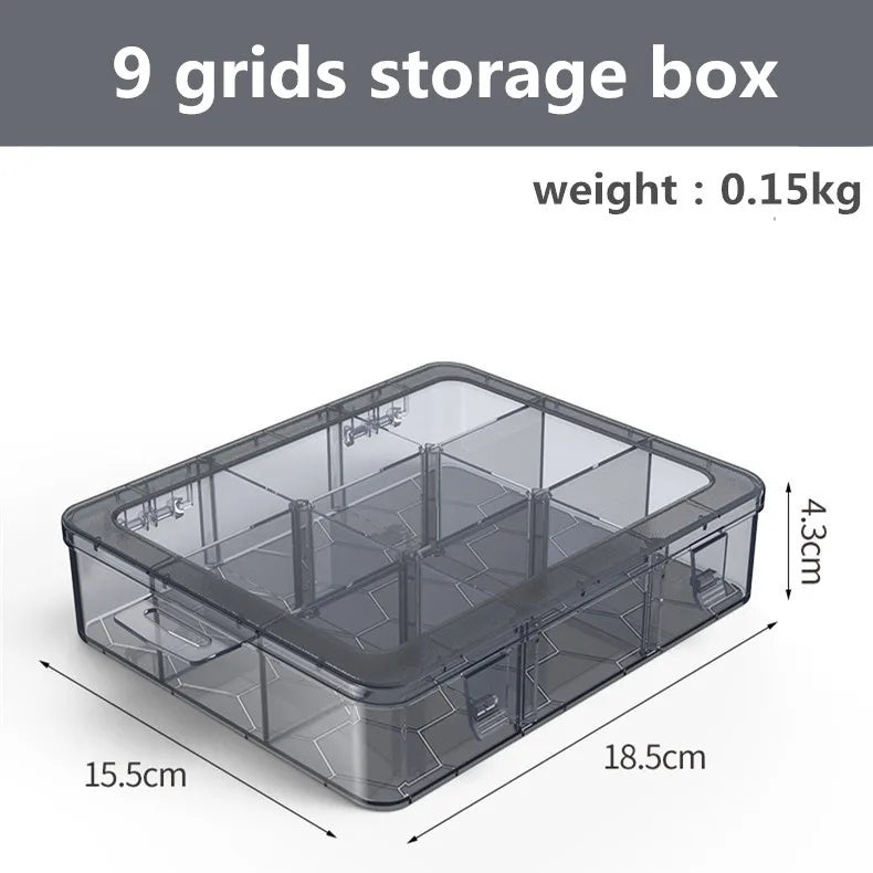 Organizador de 9 a 24 rejillas, contenedor de almacenamiento ajustable, compartimento de plástico, caja de almacenamiento, soporte para tornillos, estuche, contenedor de exhibición
