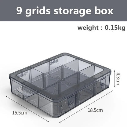 Organizador de 9 a 24 rejillas, contenedor de almacenamiento ajustable, compartimento de plástico, caja de almacenamiento, soporte para tornillos, estuche, contenedor de exhibición