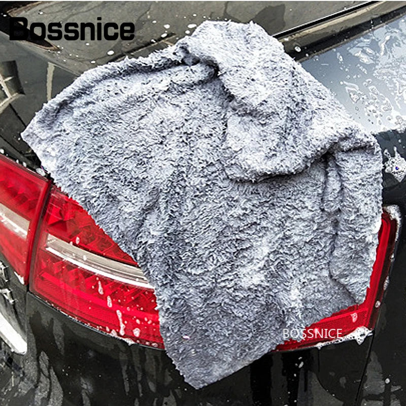 Toalla de microfibra Bossnice de 40 x 40 cm, 500 g/m², súper suave, sin bordes, para el cuidado del coche, pulido y acabados, color gris claro.
