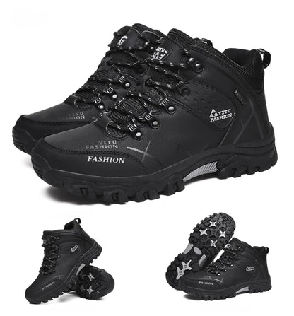 Botas de nieve de invierno para hombre, impermeables, de cuero, muy cálidas, para exteriores, senderismo, trabajo, talla 39-47