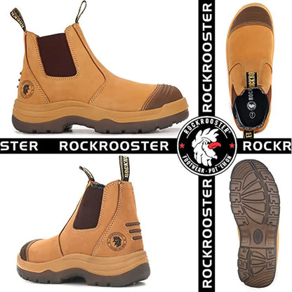 ROCKROOSTER Zapatos de senderismo para hombre, botas de caza impermeables, zapatos de seguridad de cuero, botines tácticos, zapatos de trabajo, zapatillas deportivas con punta de acero