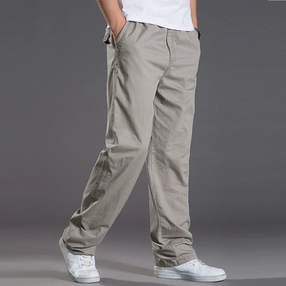 Pantalones cargo casuales de algodón para hombre, con bolsillos, corte recto y holgado, elásticos, ideales para el trabajo. Talla 6XL.
