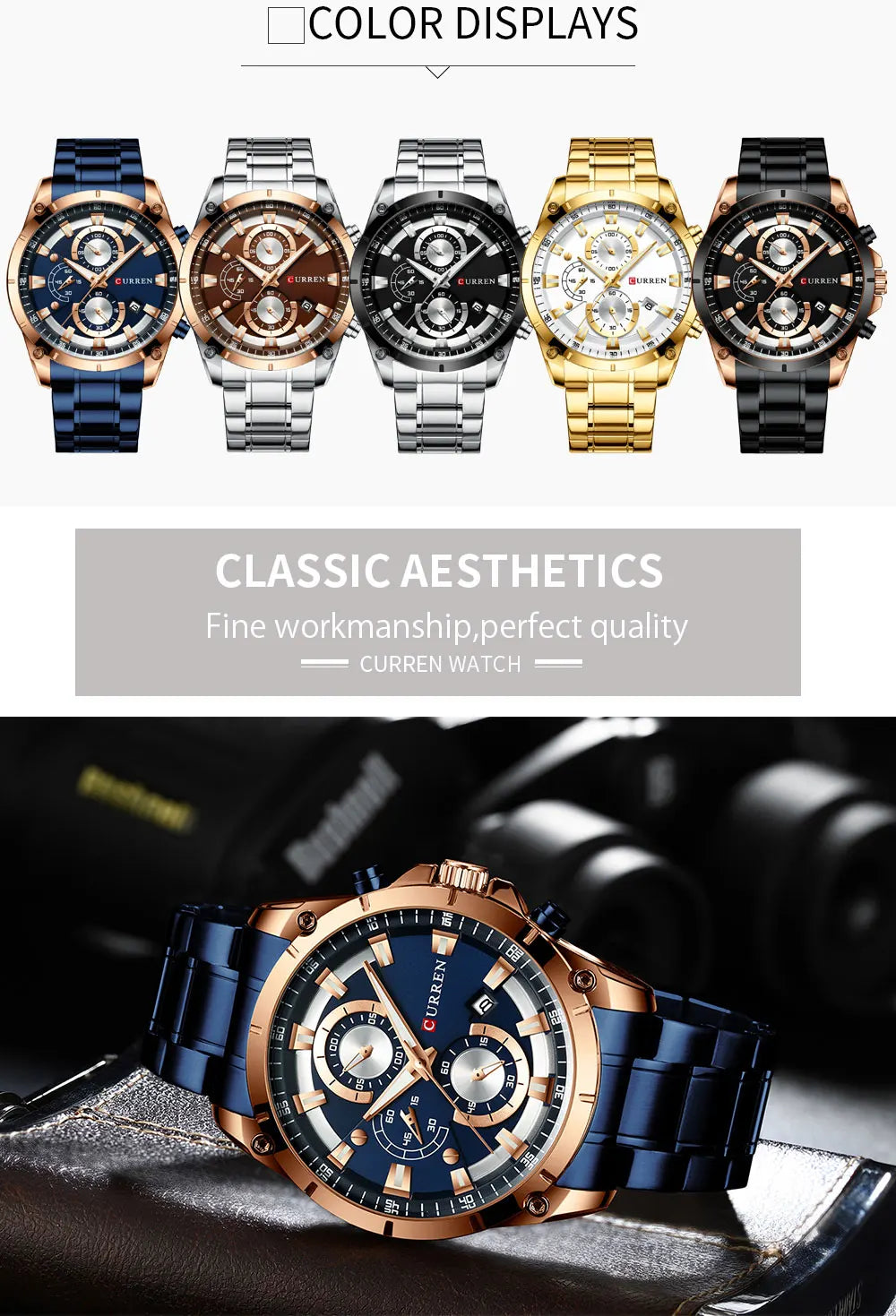 Relojes de oro para hombre, marca superior de lujo CURREN, reloj de pulsera de cuarzo, reloj de negocios deportivo e informal de moda, reloj para hombre, reloj para hombres