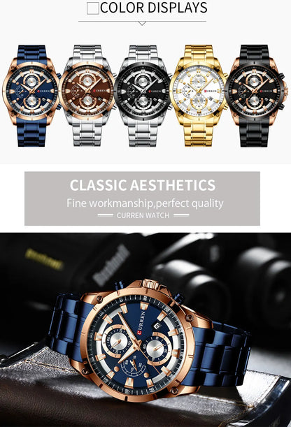 Relojes de oro para hombre, marca superior de lujo CURREN, reloj de pulsera de cuarzo, reloj de negocios deportivo e informal de moda, reloj para hombre, reloj para hombres