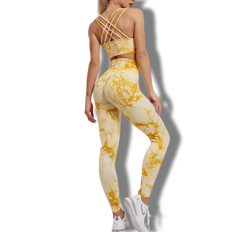 Conjunto de 2 piezas de yoga y gimnasio para mujer, con sujetador deportivo y camiseta de manga larga, leggings con cintura alta, chándal deportivo de moda para niñas.