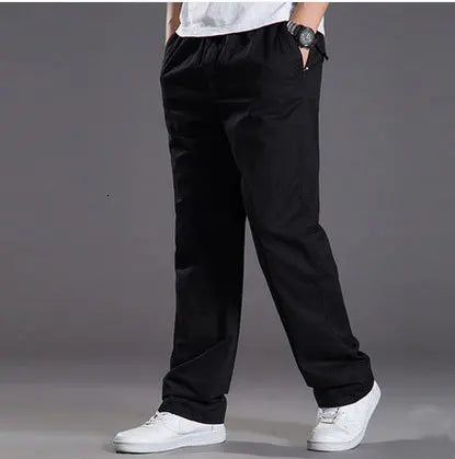 Pantalones cargo casuales de algodón para hombre, con bolsillos, corte recto y holgado, elásticos, ideales para el trabajo. Talla 6XL.