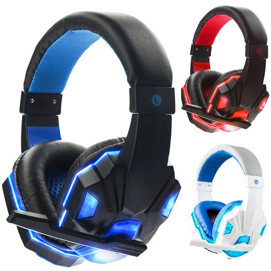 Auriculares para juegos 2021 con luz LED, micrófono, estéreo, graves profundos, para PC, portátil, gamer