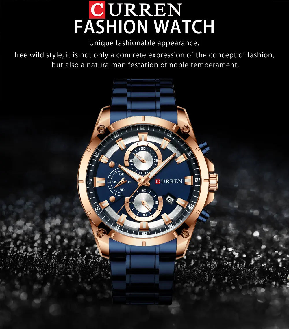 Relojes de oro para hombre, marca superior de lujo CURREN, reloj de pulsera de cuarzo, reloj de negocios deportivo e informal de moda, reloj para hombre, reloj para hombres