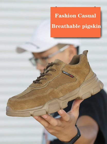 Work Safety Shoes Men Slip On Lightweight Steel Toe Shoes Women Indestructible Anti-puncture Work Shoes Men Sneakers