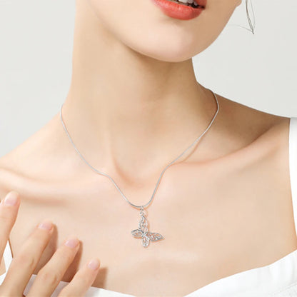 Collar con colgante de mariposa de plata de ley 925 DOTEFFIL, cadena de serpiente de 45,7 cm, 50,8 cm, 52,8 cm y 76,2 cm, para mujer, joyería de compromiso y boda.