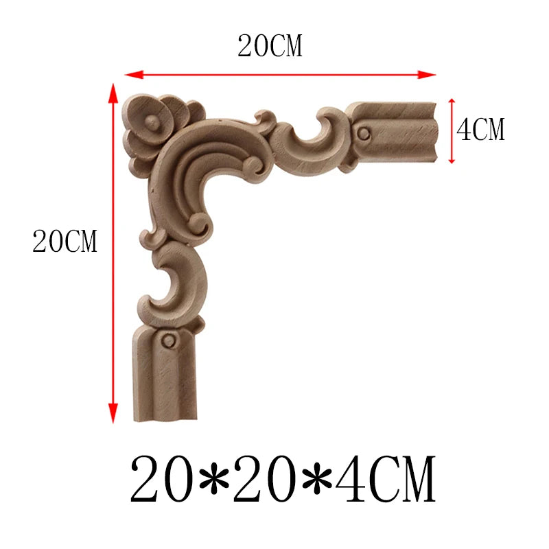 NUEVA Decoración Decoración Europea Moderna Calcomanía de Madera Aplique de Madera Marco de Madera Hojas Grandes Largas Madera de Caucho Ventana Esquina Paredes