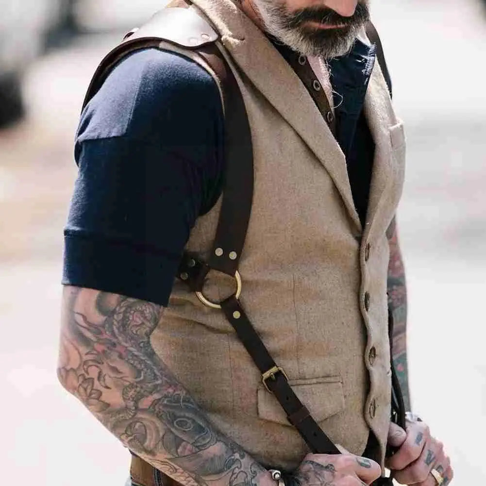 Tirantes de cuero sintético de moda para hombre, para camisa, pantalones, cinturones ajustables, chaleco, tirantes, arnés de pecho, tirantes para hombre