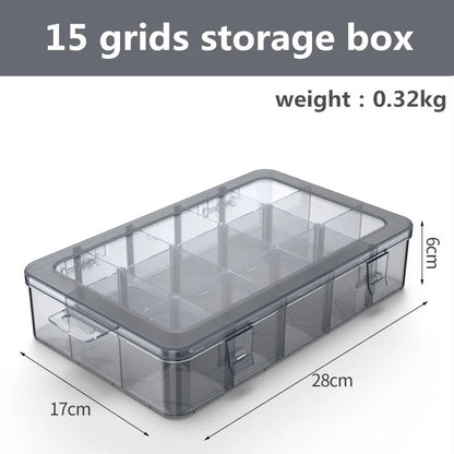 Organizador de 9 a 24 rejillas, contenedor de almacenamiento ajustable, compartimento de plástico, caja de almacenamiento, soporte para tornillos, estuche, contenedor de exhibición