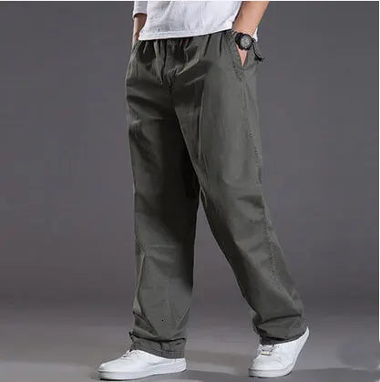Pantalones cargo casuales de algodón para hombre, con bolsillos, corte recto y holgado, elásticos, ideales para el trabajo. Talla 6XL.