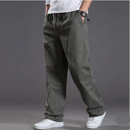 Pantalones cargo casuales de algodón para hombre, con bolsillos, corte recto y holgado, elásticos, ideales para el trabajo. Talla 6XL.