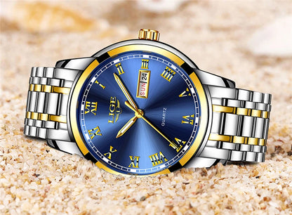 LIGE, nueva marca de lujo, reloj de pulsera de primera moda para negocios y ocio, relojes deportivos impermeables, reloj de cuarzo con calendario, reloj Masculino