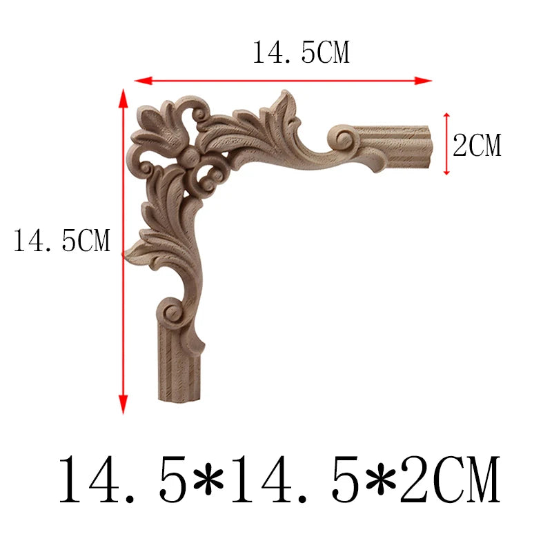 NUEVA Decoración Decoración Europea Moderna Calcomanía de Madera Aplique de Madera Marco de Madera Hojas Grandes Largas Madera de Caucho Ventana Esquina Paredes
