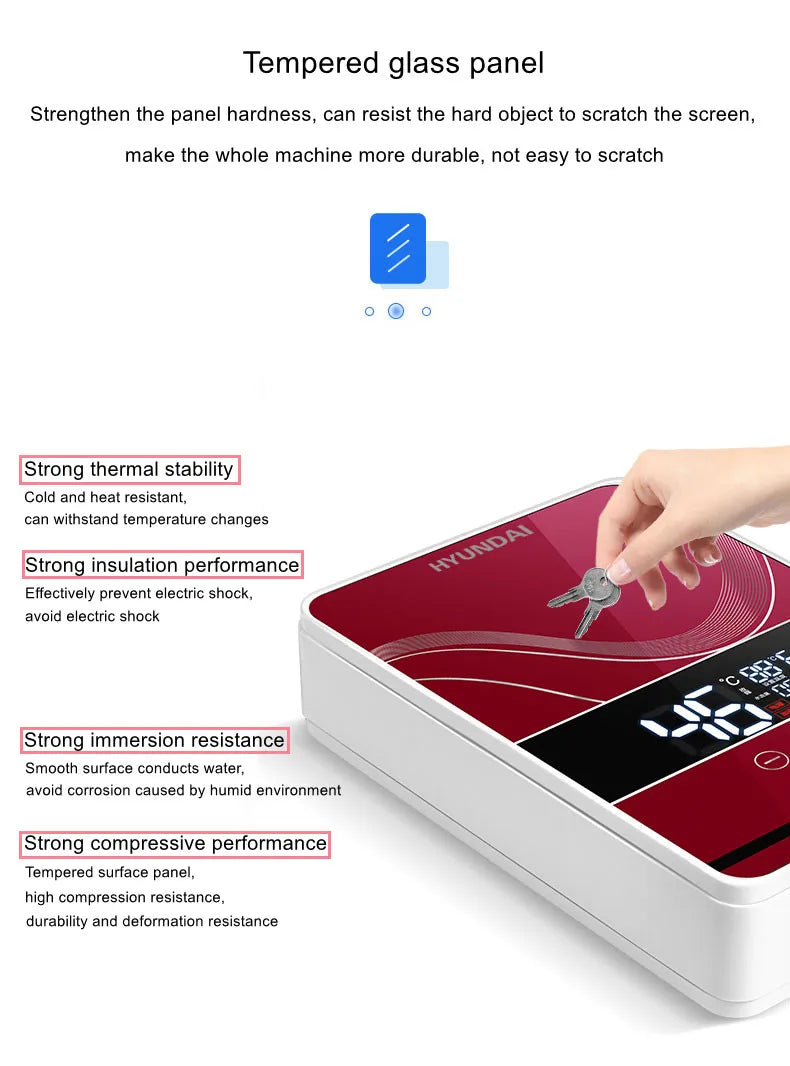 Calentador de agua eléctrico, ducha eléctrica, calentamiento rápido, máquina de CC para el hogar (cocina, baño), agua caliente ilimitada, control remoto