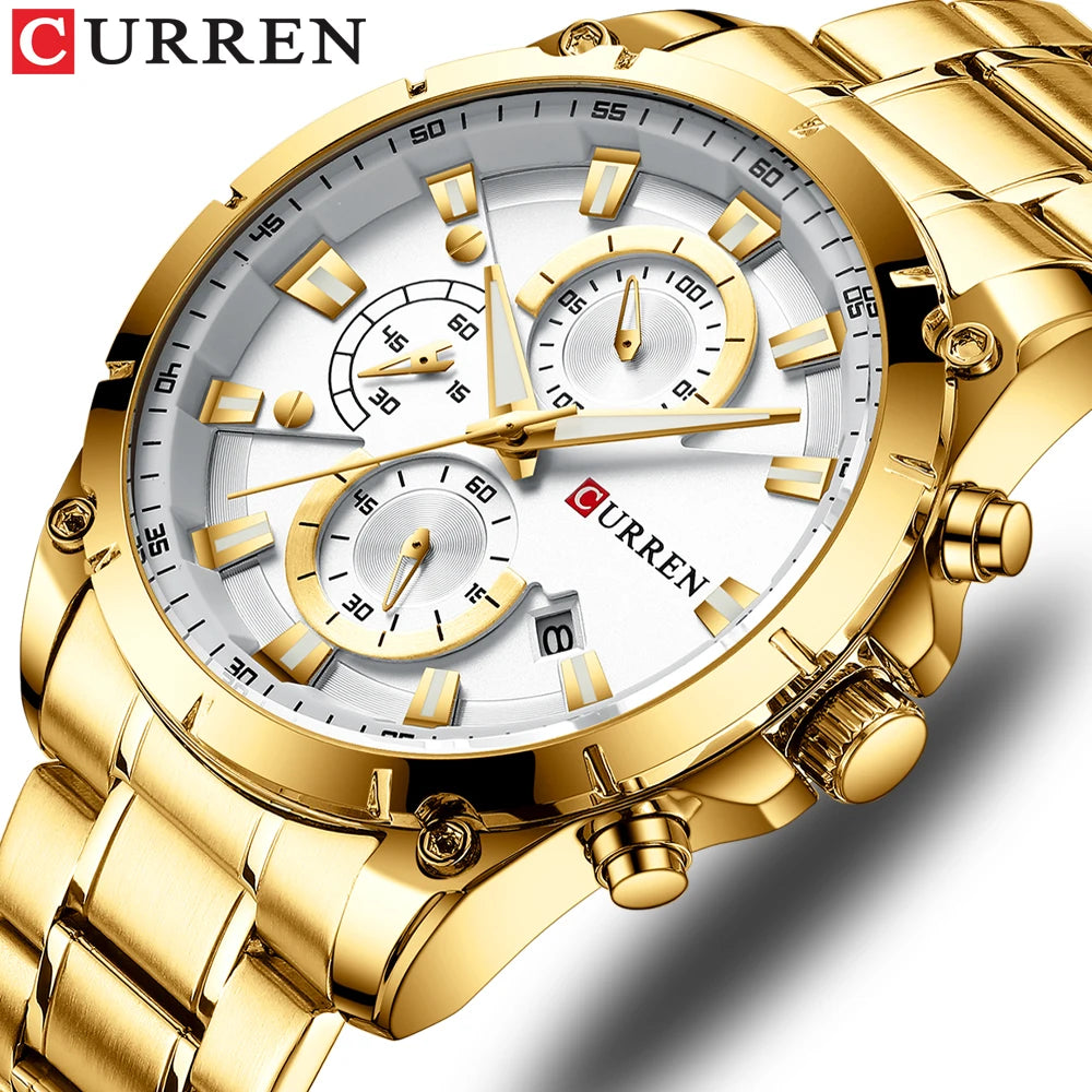 Relojes de oro para hombre, marca superior de lujo CURREN, reloj de pulsera de cuarzo, reloj de negocios deportivo e informal de moda, reloj para hombre, reloj para hombres