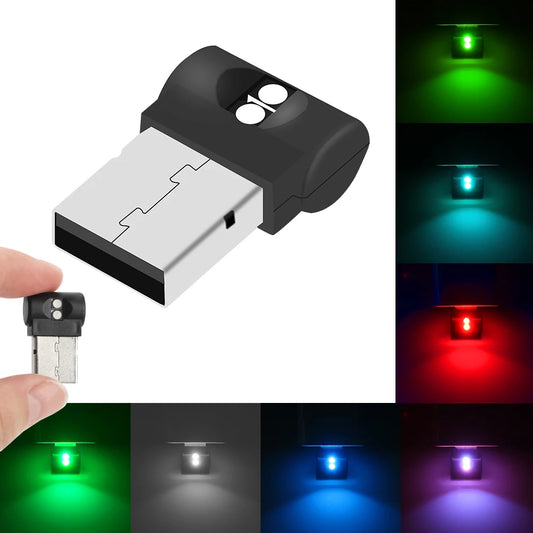 Mini luz LED USB para coche, luz de ambiente interior, iluminación de emergencia, lámpara decorativa colorida para PC, accesorio para coche
