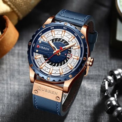 Relojes CURREN, marca superior, reloj de pulsera de cuero de moda, reloj de cuarzo casual para hombre con caja, nuevo reloj elegante, manecillas luminosas