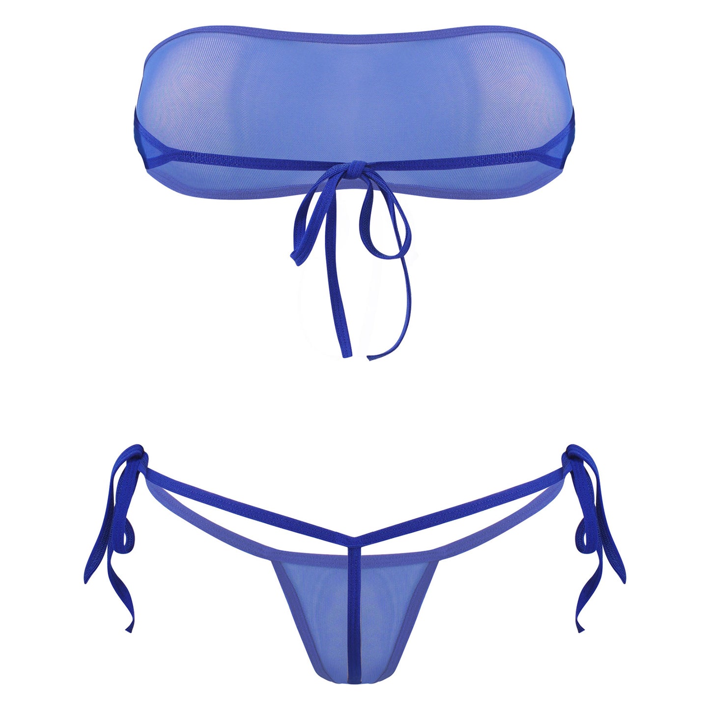 Traje de baño de malla transparente para mujer, conjunto de bikini triangular con microcordones y tanga, traje de baño de 2 piezas, ropa de playa sexy, bikini