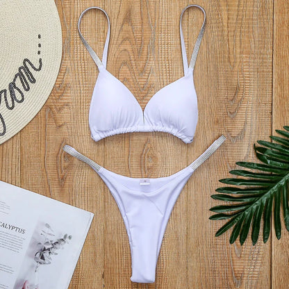Sexy Shiny Sequins Mini Micro Thong Bikini Women Swimsuit Female Swimwear Two pieces Bikini set Brazilian Bathing Suit Swim Lady
