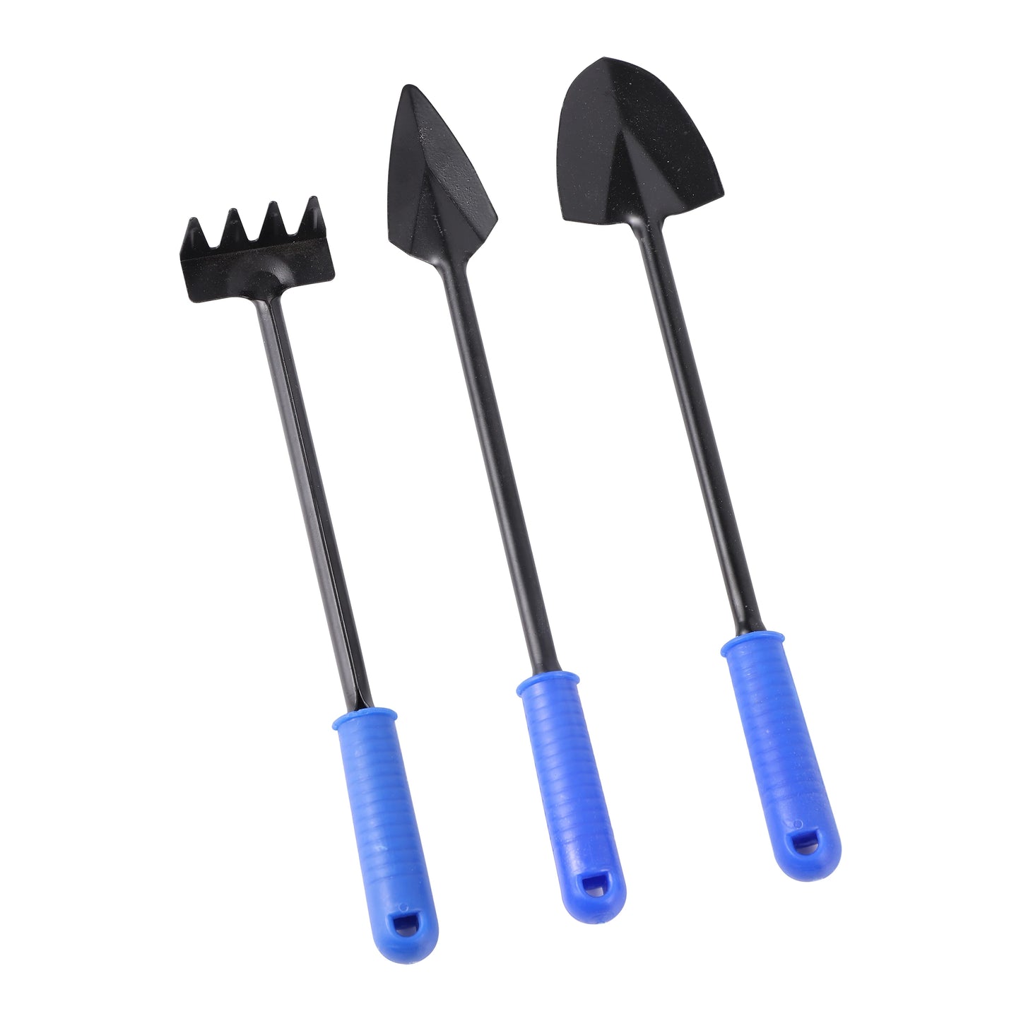 Juego de 3 herramientas de jardinería: pala, rastrillo pequeño y paleta de mano, miniherramientas de jardín coloridas para plantas de interior.