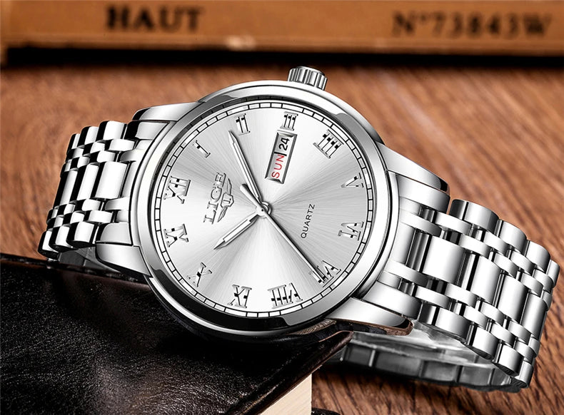 LIGE, nueva marca de lujo, reloj de pulsera de primera moda para negocios y ocio, relojes deportivos impermeables, reloj de cuarzo con calendario, reloj Masculino