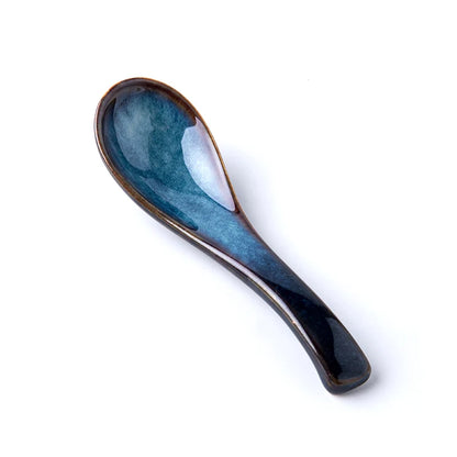 Cucharas de cerámica de estilo japonés, cucharas soperas para el hogar, lindas cucharas para comer y beber, cucharas para servir, utensilios de cocina, 4 piezas ZL361