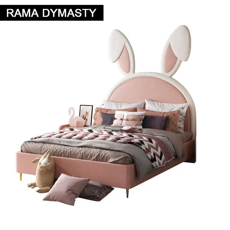 Camas para niños Camas de animales Dormitorio para niñas Muebles Marco de madera maciza Cama para niñas Chambre bebe Camas suaves Camas de conejo