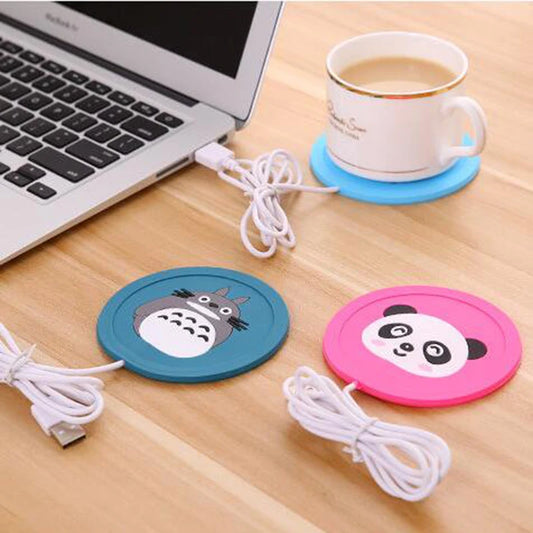 Calentador USB de silicona con dibujos animados para tazas, bandeja calefactora para café, té y bebidas, bonito regalo