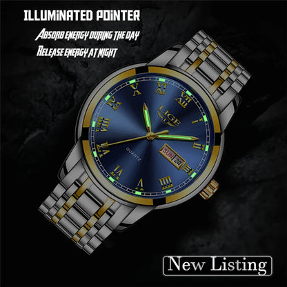 LIGE, nueva marca de lujo, reloj de pulsera de primera moda para negocios y ocio, relojes deportivos impermeables, reloj de cuarzo con calendario, reloj Masculino