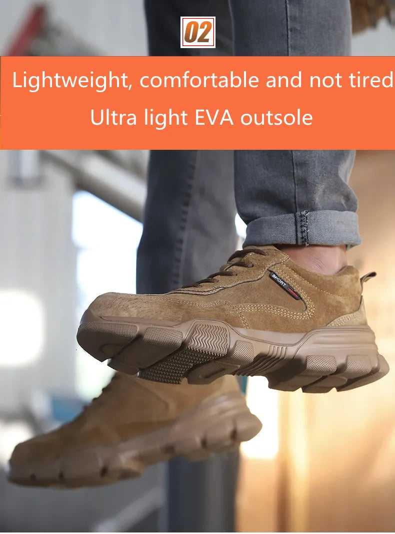 Work Safety Shoes Men Slip On Lightweight Steel Toe Shoes Women Indestructible Anti-puncture Work Shoes Men Sneakers